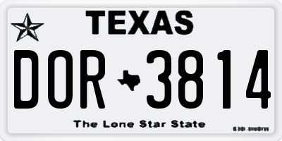 TX license plate DOR3814