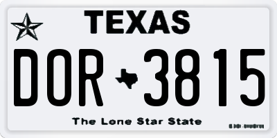 TX license plate DOR3815