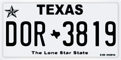 TX license plate DOR3819