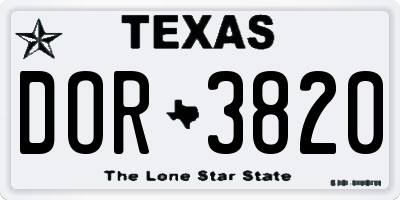 TX license plate DOR3820