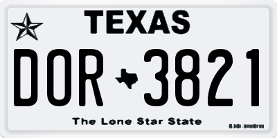 TX license plate DOR3821