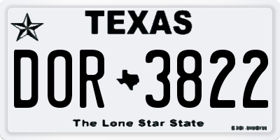 TX license plate DOR3822