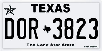 TX license plate DOR3823
