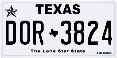 TX license plate DOR3824