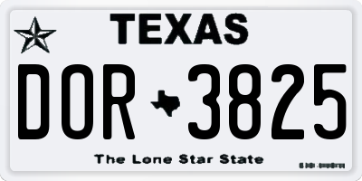 TX license plate DOR3825