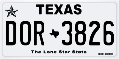 TX license plate DOR3826