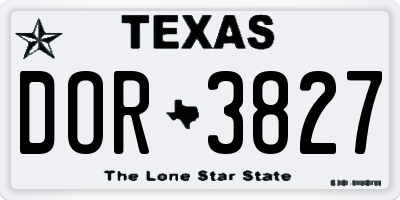 TX license plate DOR3827