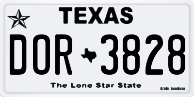 TX license plate DOR3828