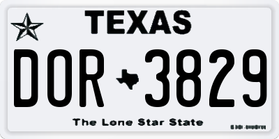 TX license plate DOR3829
