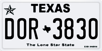 TX license plate DOR3830