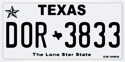 TX license plate DOR3833