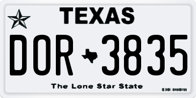 TX license plate DOR3835