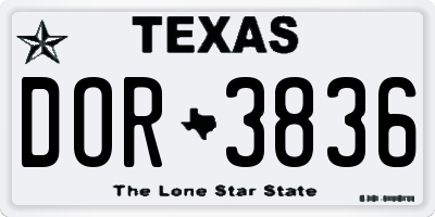 TX license plate DOR3836