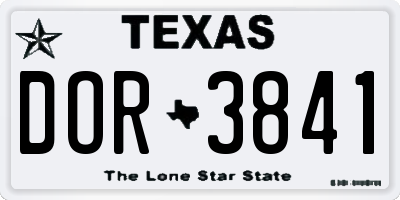 TX license plate DOR3841