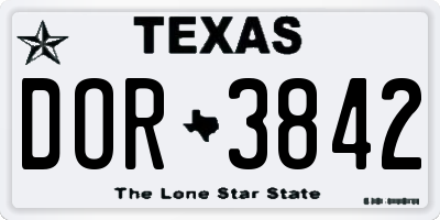 TX license plate DOR3842