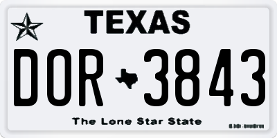 TX license plate DOR3843