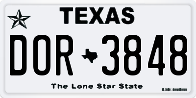TX license plate DOR3848
