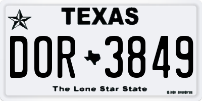 TX license plate DOR3849