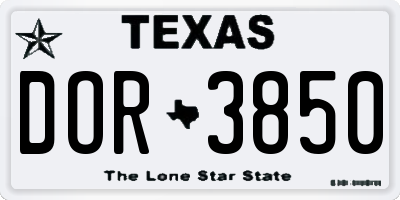 TX license plate DOR3850