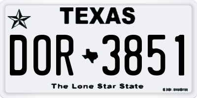TX license plate DOR3851