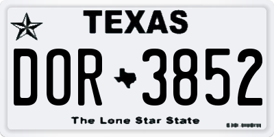 TX license plate DOR3852