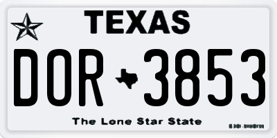 TX license plate DOR3853