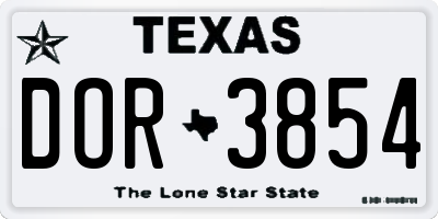TX license plate DOR3854
