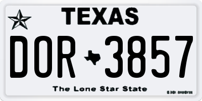 TX license plate DOR3857