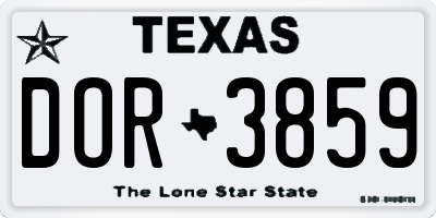 TX license plate DOR3859