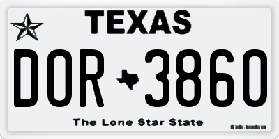 TX license plate DOR3860
