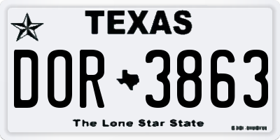 TX license plate DOR3863