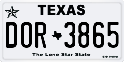 TX license plate DOR3865