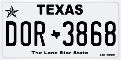 TX license plate DOR3868