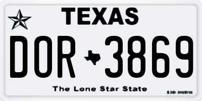 TX license plate DOR3869