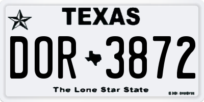 TX license plate DOR3872