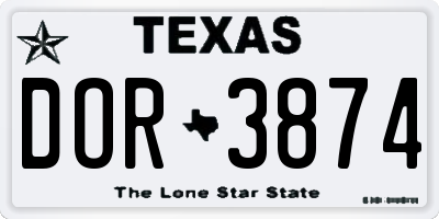 TX license plate DOR3874