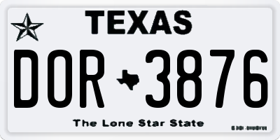 TX license plate DOR3876