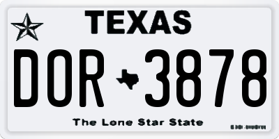 TX license plate DOR3878