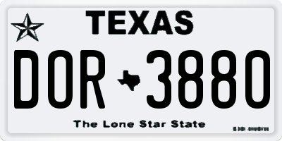 TX license plate DOR3880