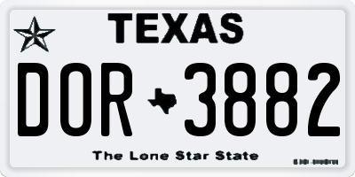 TX license plate DOR3882