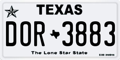TX license plate DOR3883