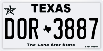 TX license plate DOR3887