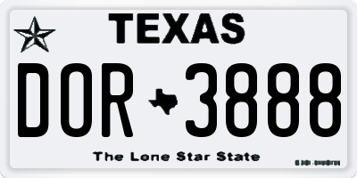 TX license plate DOR3888