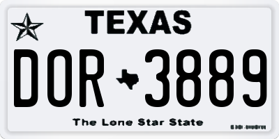 TX license plate DOR3889