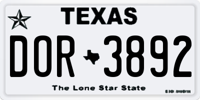 TX license plate DOR3892