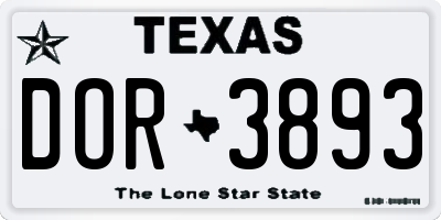 TX license plate DOR3893