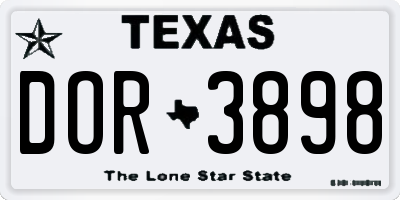 TX license plate DOR3898