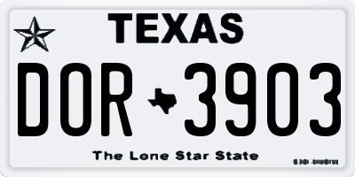 TX license plate DOR3903