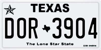 TX license plate DOR3904