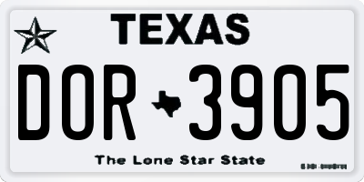 TX license plate DOR3905